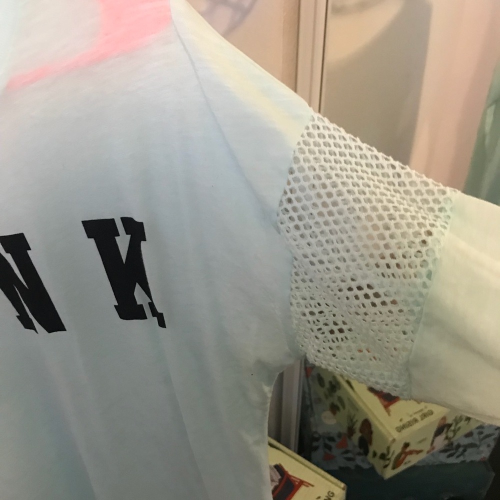 PINK light aqua/mint mesh‎ top! Perfect for Spring! - Picture 2 of 3